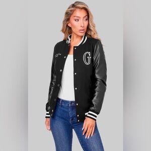 GUESS Black and White Varsity Jacket